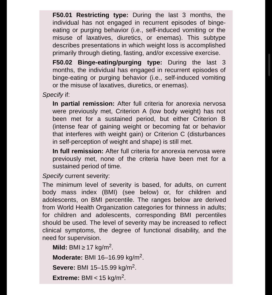 senkiki0's tweet photo. @iris69_96 @SPingard69796 @heartfullofana no you can’t😭😭😭the DSM aka the book used to diagnose and identity ANY disorder literally says you need to have A SIGNIFICANTLY LOW BODY WEIGHT which means less than the normal minimum weight for the persons age, sex, etc😭😭 https://t.co/GFiOinCUq5