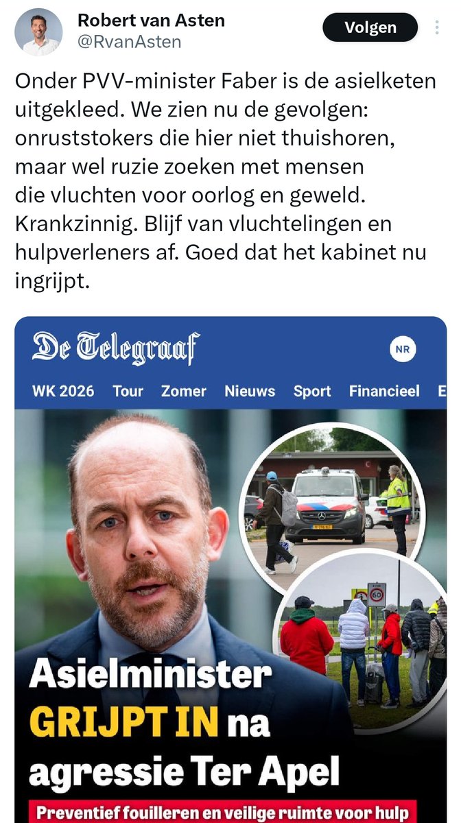 moeva18's tweet photo. Als je iemand vals beschuldigd moet je deze wel even taggen @RvanAsten .
De puinhoop in Ter Apel is niet de schuld van @pvvfaber maar van vele wegkijkende kabinetten waar jij eigen @d66 constant inzat.

Ook nu weer brengt d66 liever hulpverleners, omwonenden en asielzoekers in gevaar.

Oh en leer even het verschil tussen een asielzoeker en een vluchteling.
Want je weet het nog steeds niet.
Toen ik je eerder op deze domheid wees blokkeerde je mij.
Zo doe je dat natuurlijk als "volksvertegenwoordiger "