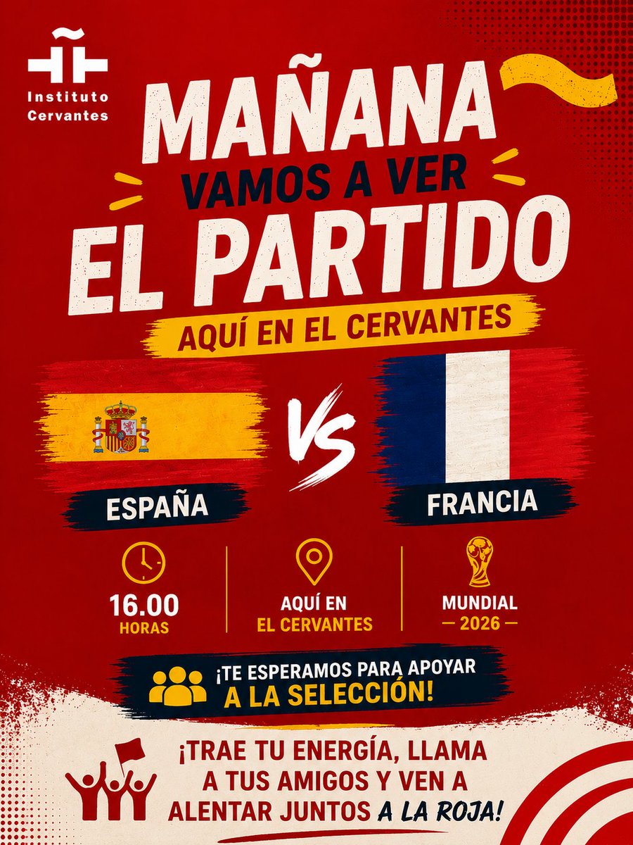IC_Curitiba's tweet photo. 🇪🇸⚽ Amanhã tem semifinal! A Espanha enfrenta a França, e vamos acompanhar a partida na Biblioteca Rosalía de Castro, no Instituto Cervantes. Venha torcer com a gente! 🇪🇸❤️💛 🕓 16h | Entrada gratuita #Espanha #França #CopaDoMundo #Curitiba https://t.co/OZRZ7Gevr9