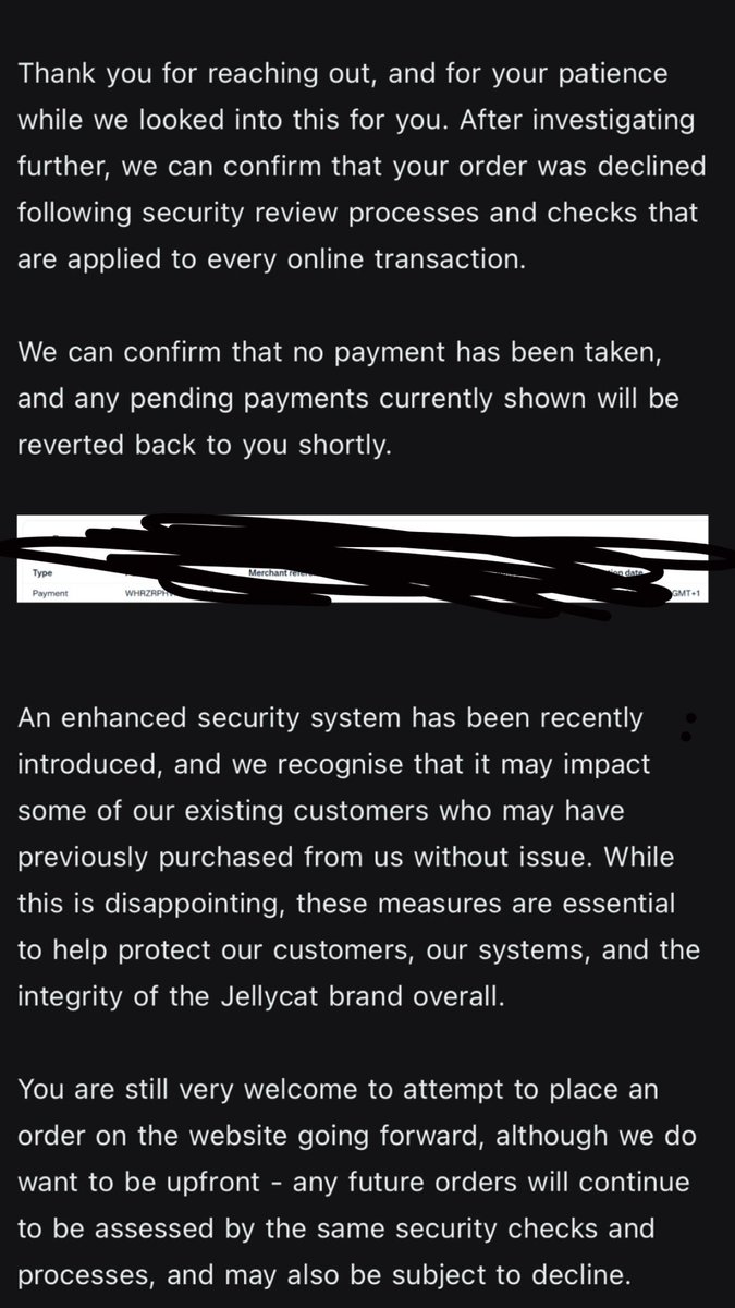 JayeAllen35's tweet photo. @jellycatlondon absolutely disgraceful customer service! Not even a offer of help or trying to resolve the matter. Just I can try and order again but maybe declined too and any future orders. Do you treat all your customers like this? Not even a proper explanation. DISGUSTING 😡 https://t.co/dz3WY4Ulhb