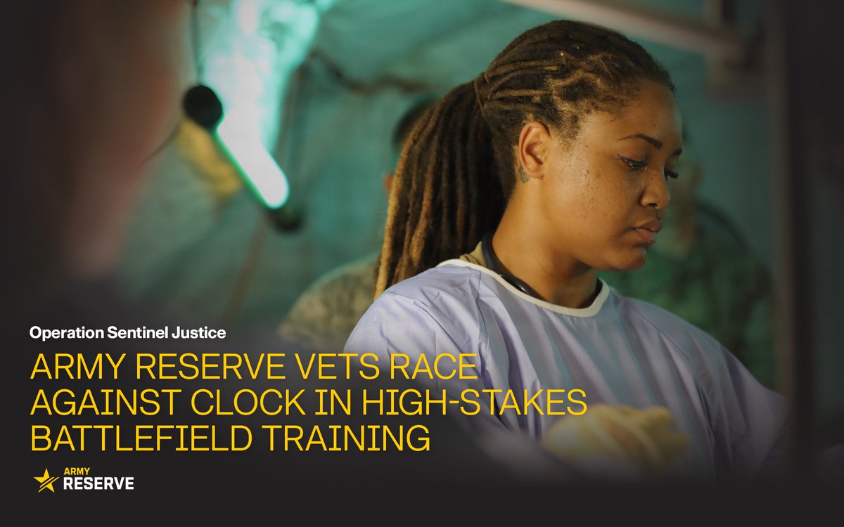 USArmyReserve's tweet photo. Highly specialized Army Reserve Soldiers race against the clock to save a special battlefield casualty: a simulated military working dog suffering from a potentially fatal condition.

Veterinarians get hands-on training at Operation Sentinel Justice ➡️ https://t.co/wtQUy1e6Rt https://t.co/lT28I36MLV