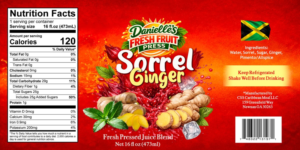 GaDeptAg's tweet photo. 🚨Consumer Advisory 🚨
We are notifying consumers about a consumer advisory involving Danielle’s Fresh Pressed Juice Blend products processed at CSS Caribbean Meals LLC in Newnan, Georgia, due to a lack of process authority.

Consumers may have purchased these products at Food Depot stores throughout Georgia or convenience stores in the Newnan area.
 
Products Include:
-Fruit Punch Ginger (16 oz)
-Fruit Punch (16 oz)
-Sorrel Ginger (16 oz)
-Pineapple Ginger (16 oz)