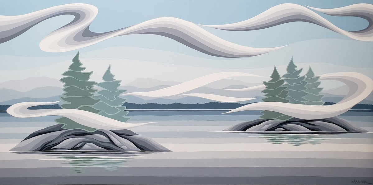 MMorrillArt's tweet photo. Islands In The Mist 
30x60 acrylic on canvas 
Available at The Gallery at Mattick's Farm in Victoria, BC https://t.co/6dILybao3d