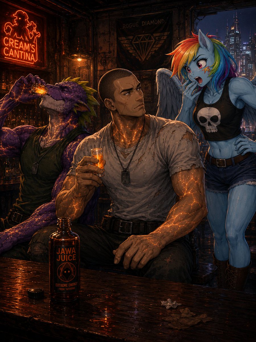 CloakAndSai's tweet photo. The boys kicking back some Jawa Juice π»
#Chatgpt #AIart #mlp #mlpfim #mlpfanart #mlpfanfic #RogueDiamond π #RainbowDash https://t.co/T1hNMOWGAl