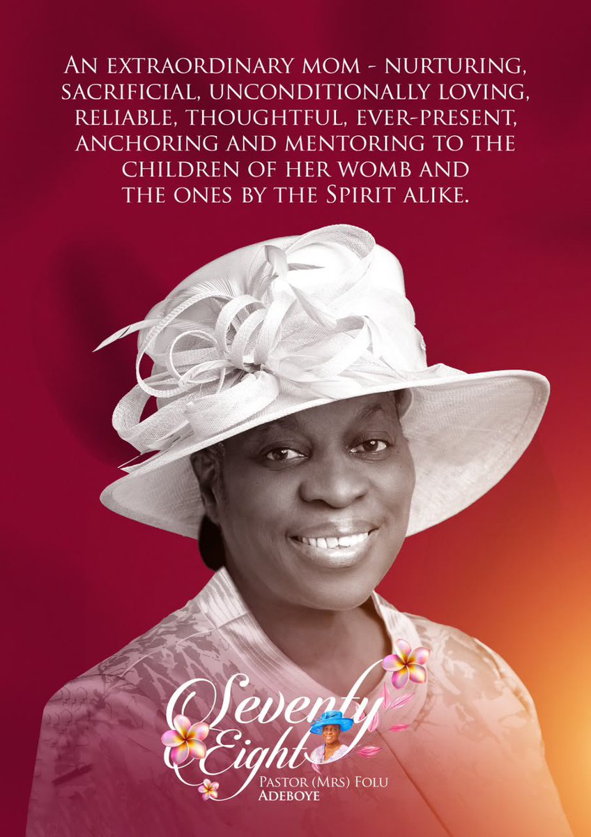 RCCG_PR's tweet photo. Our gracious and dearly loved mother-in-Israel @PastorFAAdeboye wears many hats, and today, we honour her impact and good works.

Join us as we celebrate her today as she clocks 78.

#MGO78
#FAA77 https://t.co/JHS3bDqFcd