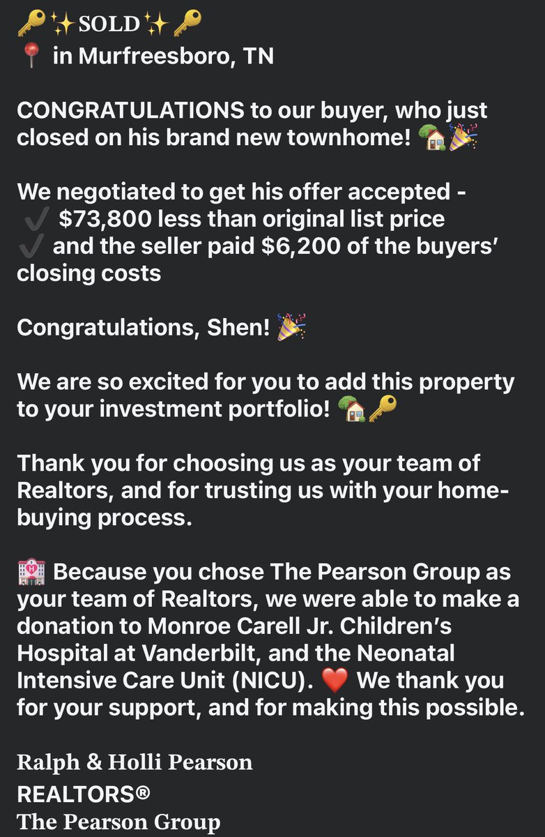 RPearsonRealtor's tweet photo. 🔑✨𝐒𝐎𝐋𝐃✨🔑
📍 in Murfreesboro, TN

𝐑𝐚𝐥𝐩𝐡 &amp; 𝐇𝐨𝐥𝐥𝐢 𝐏𝐞𝐚𝐫𝐬𝐨𝐧
REALTORS®
𝐓𝐡𝐞 𝐏𝐞𝐚𝐫𝐬𝐨𝐧 𝐆𝐫𝐨𝐮𝐩
𝐨𝐟 𝐊𝐞𝐥𝐥𝐞𝐫 𝐖𝐢𝐥𝐥𝐢𝐚𝐦𝐬 𝐑𝐞𝐚𝐥𝐭𝐲

📲615-476-7233
📧RalphPearson@kw.com

https://t.co/sldhhWTrT1 https://t.co/M7O31LVy04