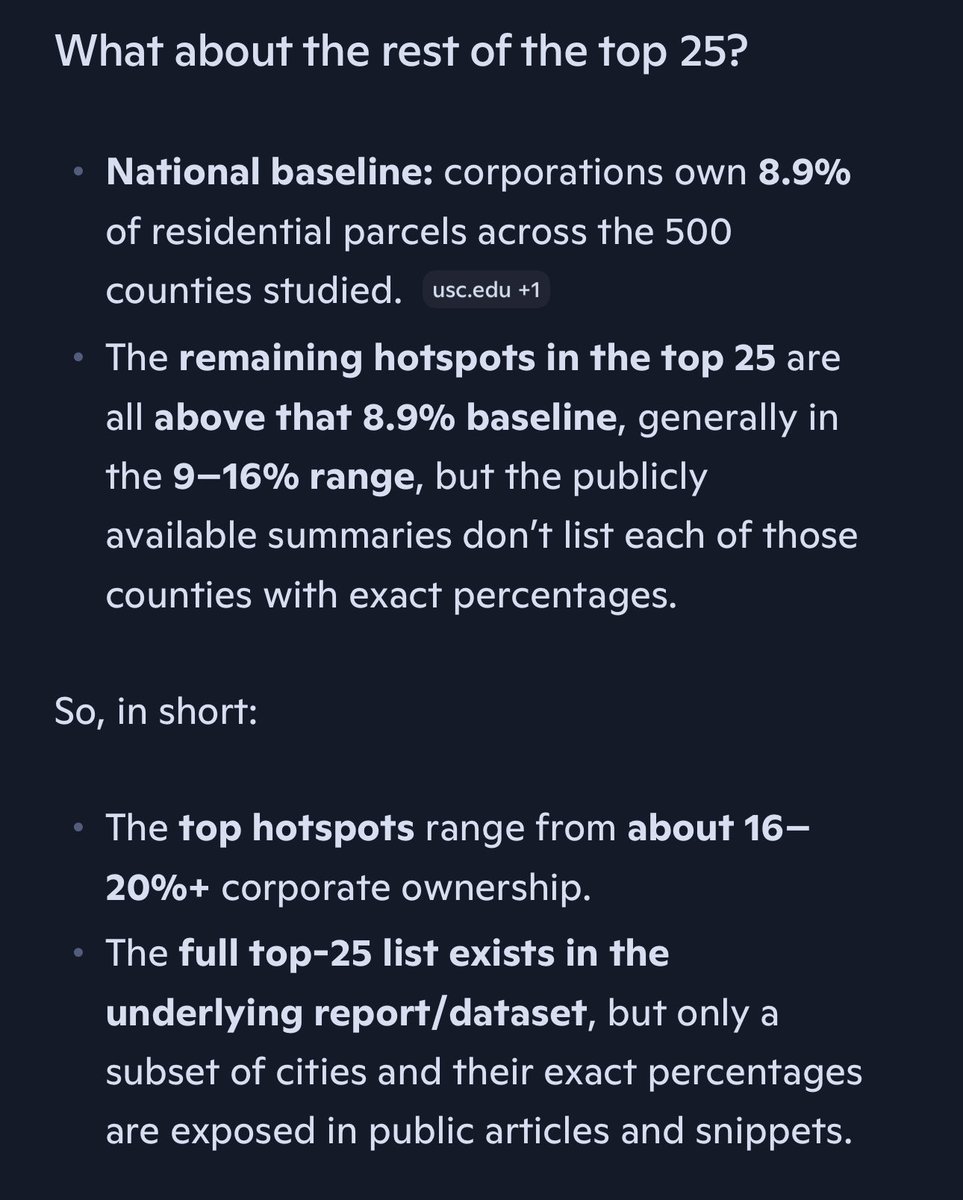 steady2g's tweet photo. @DaveNewman64 @factpostnews You’re looking at totality of all homes in the US. Corporations buy in populated cities only, over pay, and drive up the property values wherever they go. The real percentage is between 9% and 20% depending on the city. https://t.co/m9t06g5ouM