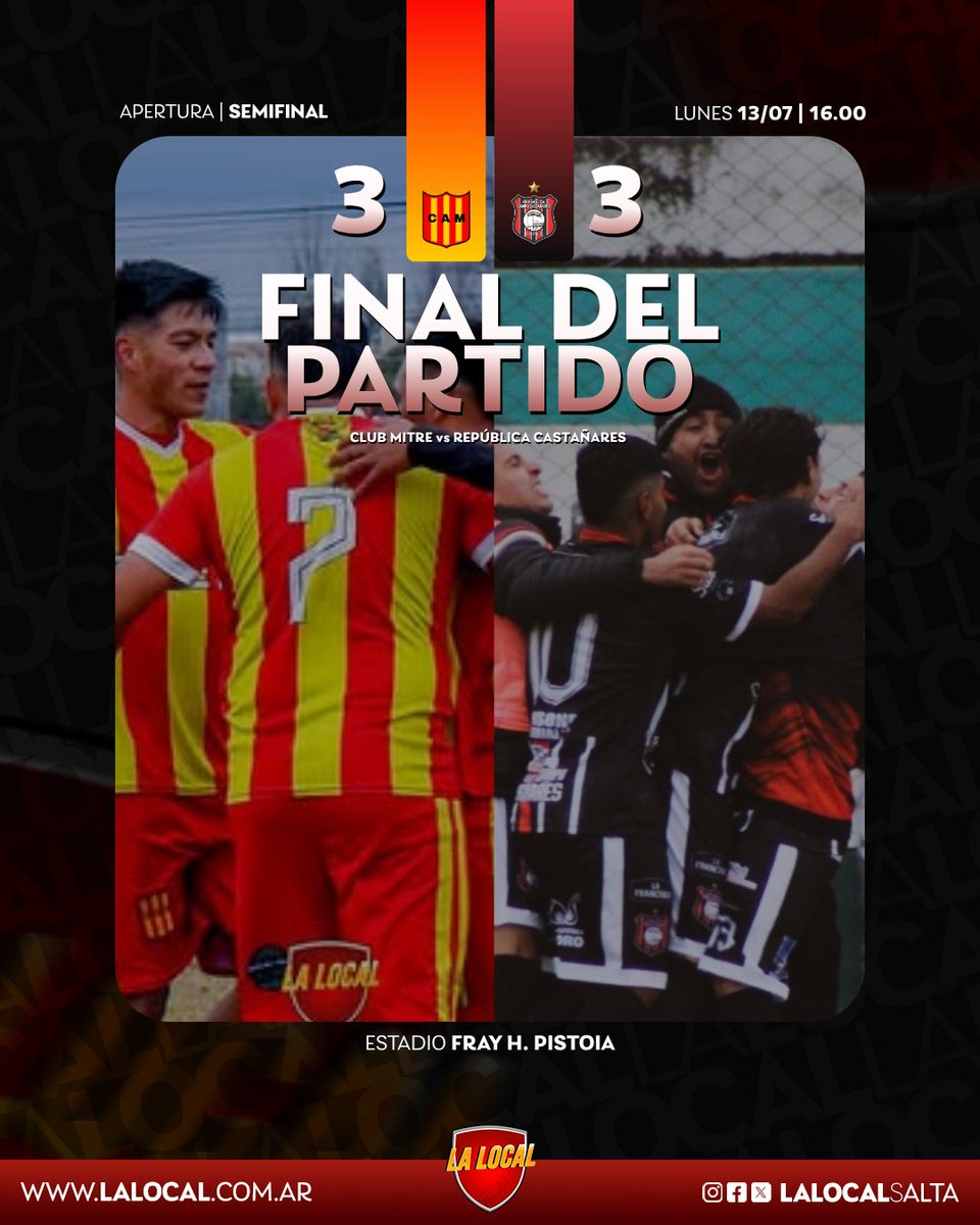 lalocalok's tweet photo. 🏆#Anual2026 | Semifinal
⏰ Final del encuentro. Mitre se lleva la victoria a pesar de haber empatado al finalizar el segundo tiempo, pero lograron remontarlo gracias a los penales. 
⚽ GOLEADORES:
Juan Cuellar 
Jesus Calderón 
Facundo Giron
📌 #Mitre 3 🆚 1 #RepublicaCastañares https://t.co/HOuSoPzKq4