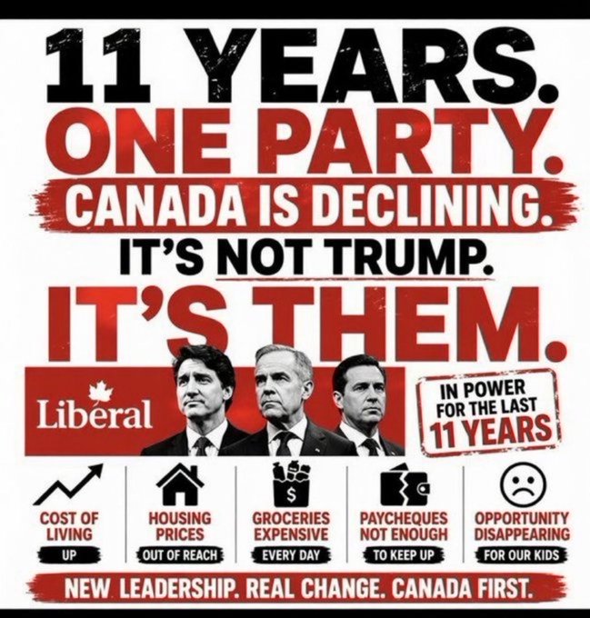 TheBuckYouWill's tweet photo. IT’S THEM.

11 Years - 1 Party.

CANADA IS IN STEEP DECLINE.

It’s NOT Trump.

IT’S THEM.

(We CANNOT go on like this.)