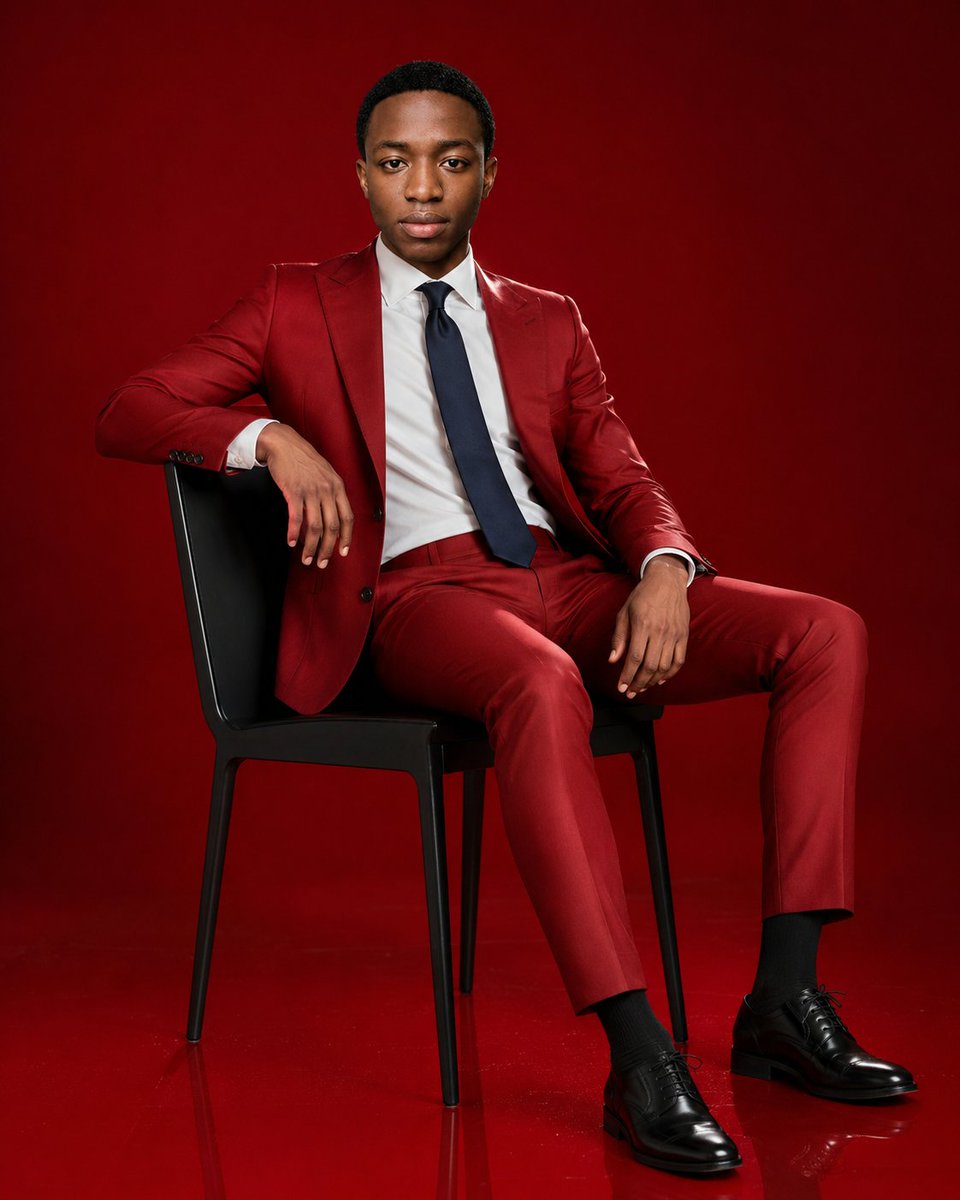 Red Suit Fashion Editorial Portrait