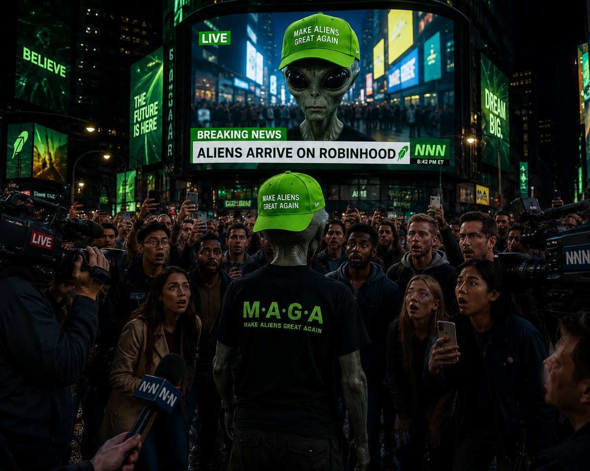 MAGAonRH's tweet photo. @MAGA_Aliens We believe in Aliens too!👽

Except we are on #robinhood chain 🛰️

join us 👽💚

#MAGA 

0xb4eFbe138c5B0AE7776D1131F3d52e2e65CB42E9 https://t.co/P691gtmQaU
