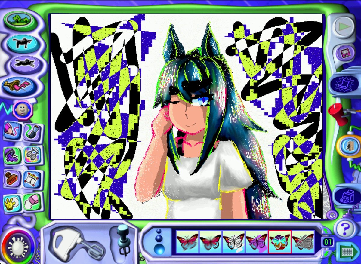 pkceil's tweet photo. Symboli Kris S I drew in Kid Pix a while ago!!

Janky ass program but the blend tools were genuinely good when they had no right to be, on par with modern digital blenders ngl https://t.co/pk3SzaKQL6