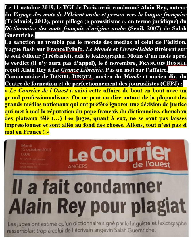 SGuemriche's tweet photo. @ScoopOuf Ah ! L'incorrigible F. Busnel qui remet ça ! Avec ces 2  acolytes qui pillent mon travail et s'attribuent sans vergogne ma formule : "Il y a deux fois plus de mots français d'origine arabe que de mots d'origine gauloise", fruit de longues recherches depuis Rabelais ! Pour rappel: https://t.co/r6Z8dPJb8i