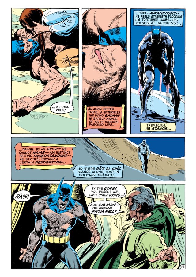 HistoftheBatman's tweet photo. 54 years ago on July 13, 1972, Batman and Ra’s al Ghul have an iconic battle in Dennis O’Neil, Neal Adams, and Dick Giordano’s “The Demon Lives Again!” published in Batman (Vol 1) #244.🦇📚 #Batman #DC https://t.co/IyEKF5bpI9