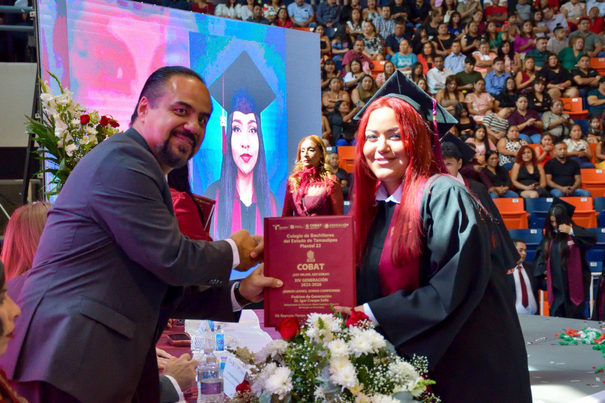 EDUCATAM's tweet photo. El Colegio de Bachilleres del Estado de Tamaulipas (COBAT) Plantel 22 de #Reynosa, celebró la Ceremonia de Graduación de la Generación 2023-2026, acto en el que autoridades educativas y municipales reconocieron el esfuerzo, la dedicación y perseverancia de las y los jóvenes https://t.co/rPXH394b0G