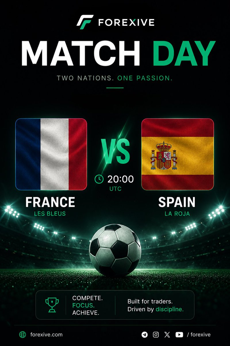 forexive's tweet photo. 🇫🇷 France vs Spain 🇪🇸 

We’re giving away 1x Free $100,000 2-Step Funded Account to one lucky winner!

All you have to do is drop the correct score below.

Good Luck! 🍀 https://t.co/pe8pF7qogX