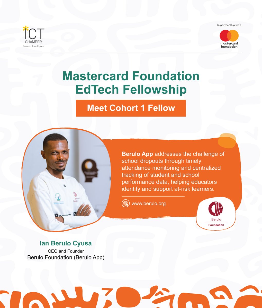 rwictchamber's tweet photo. Meet @BeruloFoundati1, a Cohort 1 Fellow of the Mastercard Foundation EdTech Fellowship Rwanda!

Through the @BeruloAp, #BeruloFoundation is helping tackle school dropouts by enabling timely attendance monitoring and centralized tracking of student and school performance data. By equipping educators with real-time insights, the platform helps identify at-risk learners early and provide the support they need to stay in school and succeed.

Learn more: https://t.co/dxWOwYrvhV
#RWEdTechFellowship #YoungAfricaWorks