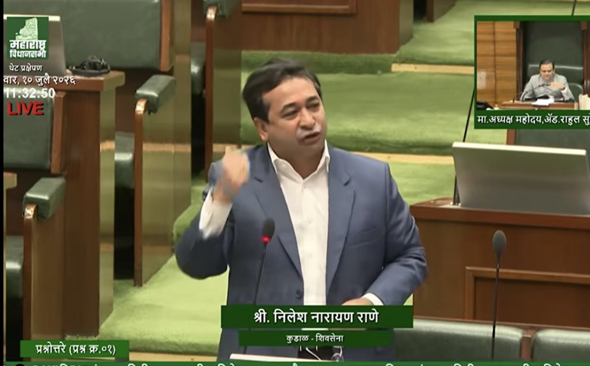 NBakhai's tweet photo. Dear @CMOMaharashtra,
Shri Nitesh Rane is already a Cabinet Minister. Displaying an incorrect designation during the live Assembly proceedings about the accuracy of official broadcasts. Such errors should be corrected promptly to maintain the dignity of the House. https://t.co/6xNaoEjcYZ