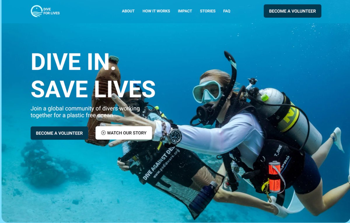 ArchitectInTech's tweet photo. Designed Dive For Lives with one goal: turn awareness into action. 
Instead of just creating a website, I designed a journey that educates users about ocean plastic pollution and encourages them to volunteer.
Great UX isn't just seen, it's felt. 
#UXDesign #UIDesign  #Webdesign https://t.co/4trkh7XscR