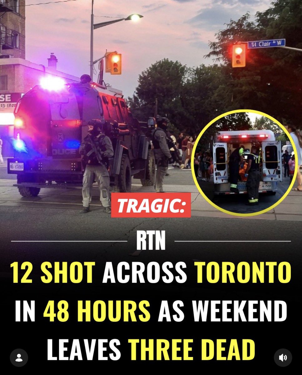 AntonioTweets2's tweet photo. 12 people shot 3 dead on weekend. Toronto is a shit hole now. What happened to our beautiful cities? https://t.co/y53hfB8b72