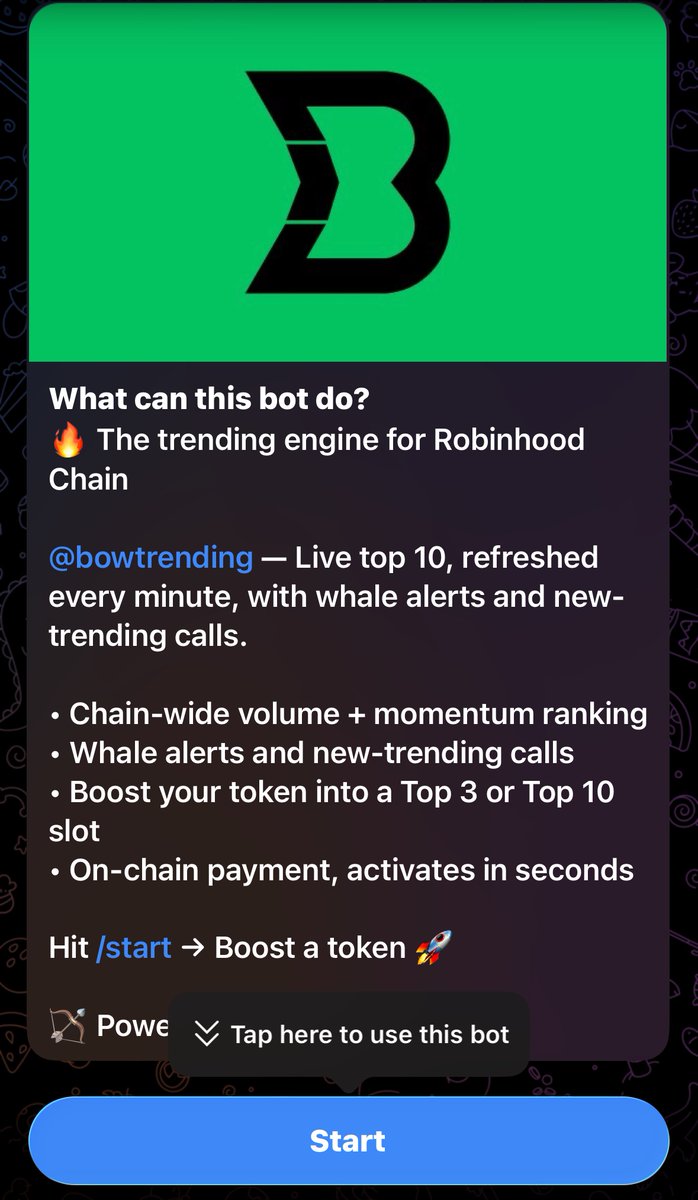 bowdotfun's tweet photo. Most teams create a launchpad and that’s it, we understand it’s much more than that.

So what have we done?

We’ve built our own buybot, our own trending system.

All live now, available for anyone to use whenever they want. Bow will be the centre of Robinhood. 

We have a lot more in the works. 

https://t.co/HQ3OHBhvjF