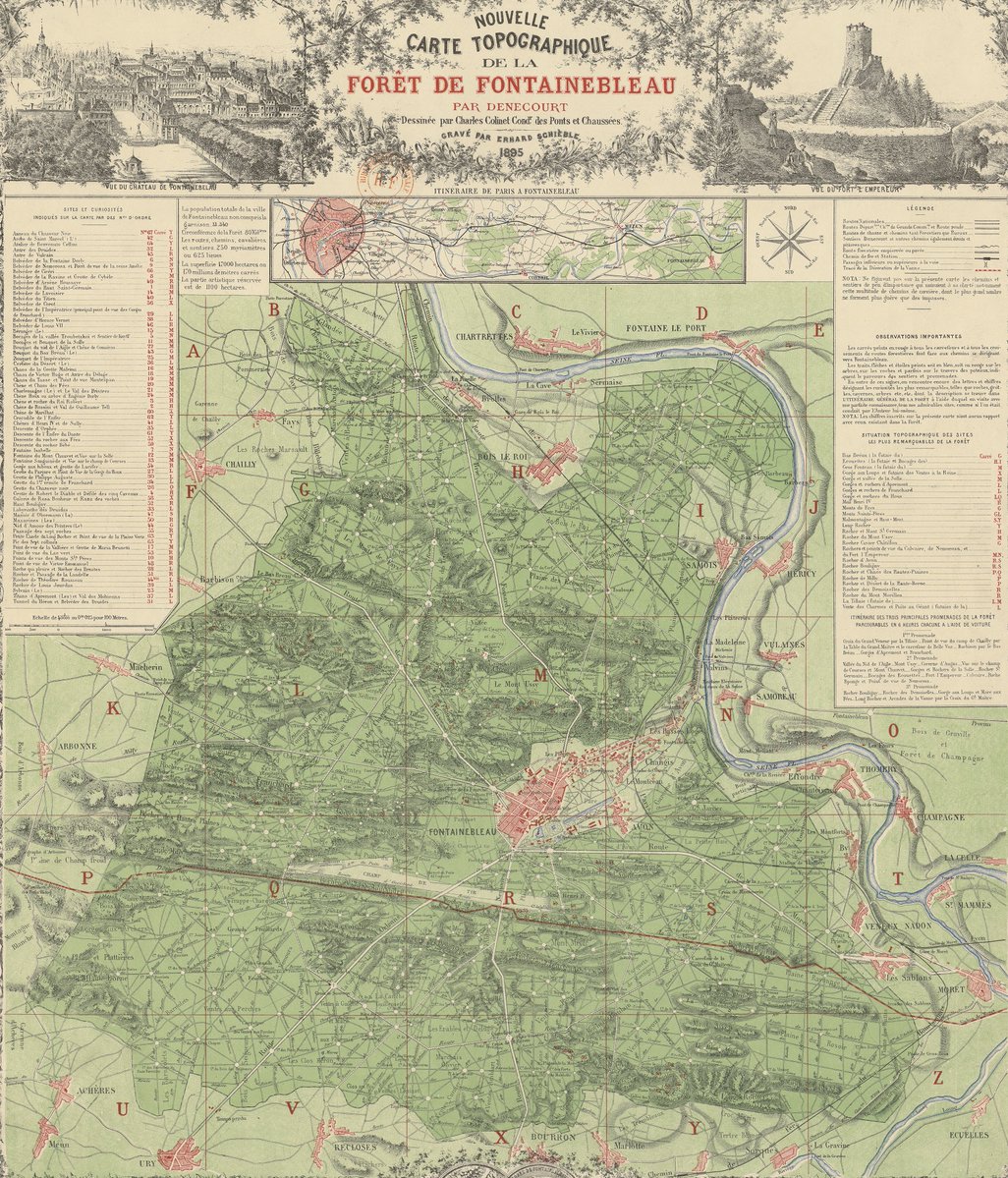 HistoireOdyssee's tweet photo. Alors que les flammes ravagent une partie de la forêt de Fontainebleau, cette carte nous montre le massif il y a plus de 130 ans.

Bien plus qu'un simple terrain de chasse royal, cette forêt est depuis des siècles l'un des plus célèbres massifs forestiers de France.

Ses paysages ont inspiré peintres, écrivains et promeneurs, au point qu'en 1861 y fut créée la Réserve artistique de Fontainebleau, souvent considérée comme le premier espace naturel protégé au monde.

Plus de 130 ans après la publication de cette carte, ce patrimoine historique exceptionnel demeure aussi précieux que vulnérable.

Vous pouvez retrouver la carte sur la BnF/Gallica : https://t.co/f8iLM7lLdk