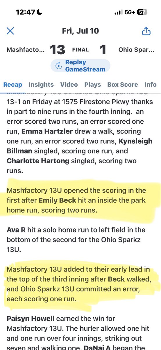 EmilySBeck's tweet photo. This weekend, I had a in the park home run a two triples!! So glad I can help my team when needed!! https://t.co/TEl2FdM6ZN