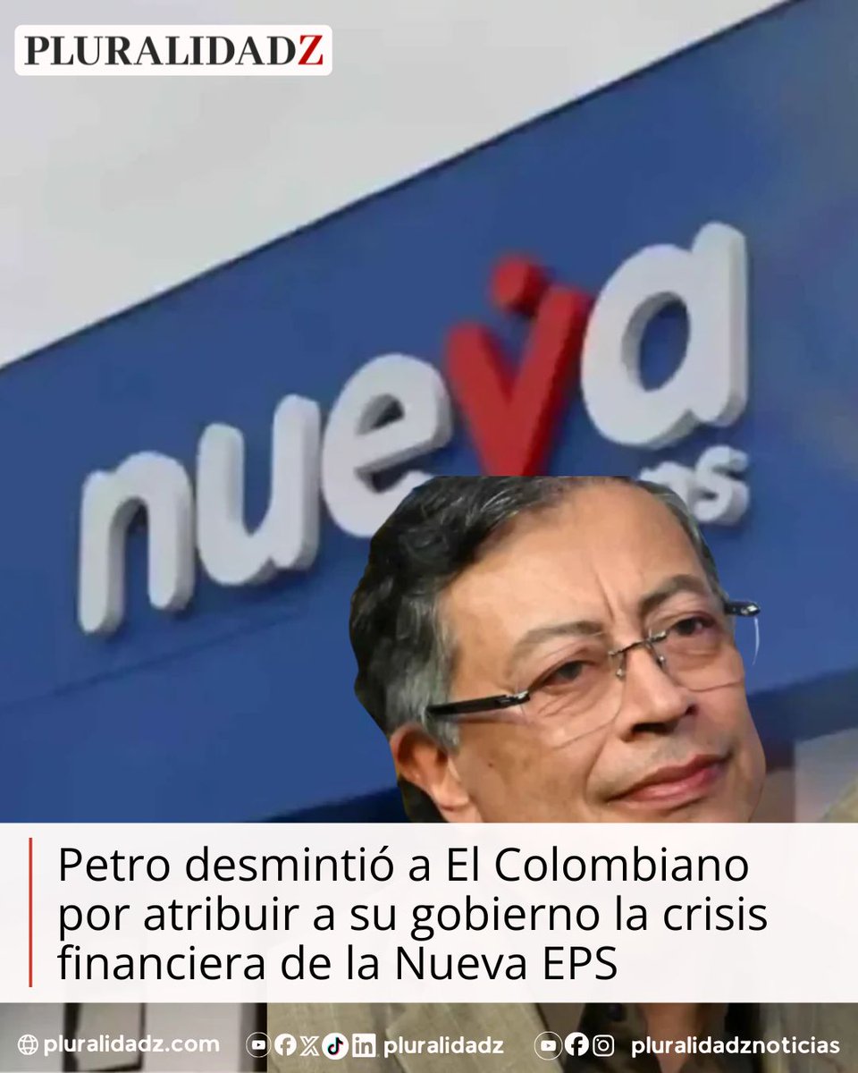 PluralidadZ's tweet photo. El presidente de la república, Gustavo Petro, utilizó sus canales oficiales para rechazar de manera categórica un informe publicado por el diario antioqueño El Colombiano, en el cual se responsabilizaba de forma directa a la actual administración por los saldos en rojo y la compleja situación fiscal de la Nueva EPS.

El mandatario desglosó cifras del sector para señalar que las pérdidas y las deudas con la red de hospitales y clínicas que arrastra la promotora de salud —la más grande del país en número de afiliados— corresponden a pasivos ocultos y decisiones administrativas tomadas durante gobiernos anteriores.

Lee la noticia completa en https://t.co/cZqx8Evvny