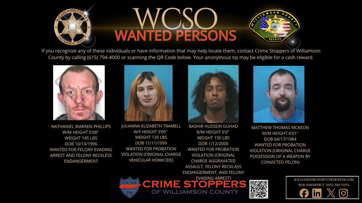 WCTN_CS's tweet photo. **UPDATED WANTED PERSONS**  🚨📷https://t.co/mXkNPAOZbx OR CALL 615-794-4000 TO SUBMIT AN ANONYMOUS TIP WITH A CALL TAKER. CASH REWARD FOR TIP LEADING TO ARREST https://t.co/VJTVuDQ3Ec