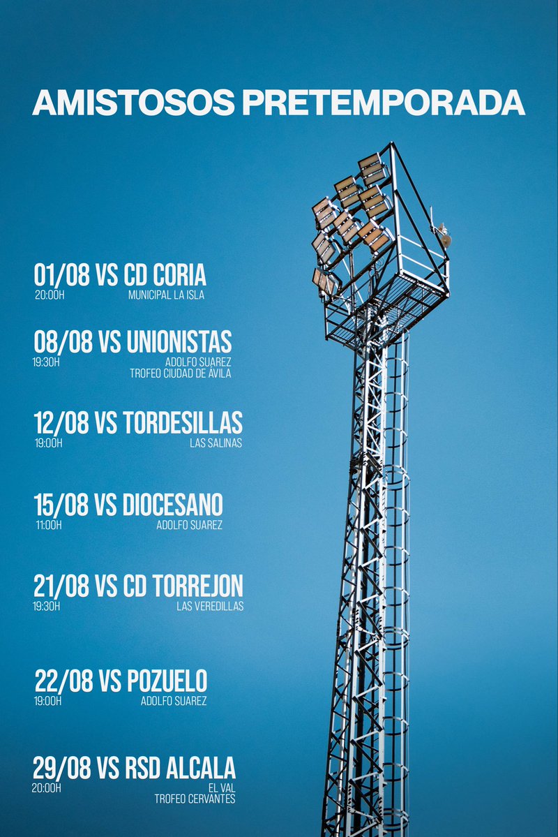 RealAvilaCF's tweet photo. El camino empieza aquí.

Kilómetros, trabajo, esfuerzo e ilusión.

Ya tenemos definido el calendario de amistosos de pretemporada. Siete pruebas para llegar listos al estreno liguero.

Nos vemos muy pronto, Encarnados. ❤️💙 https://t.co/SXwzkxix2y