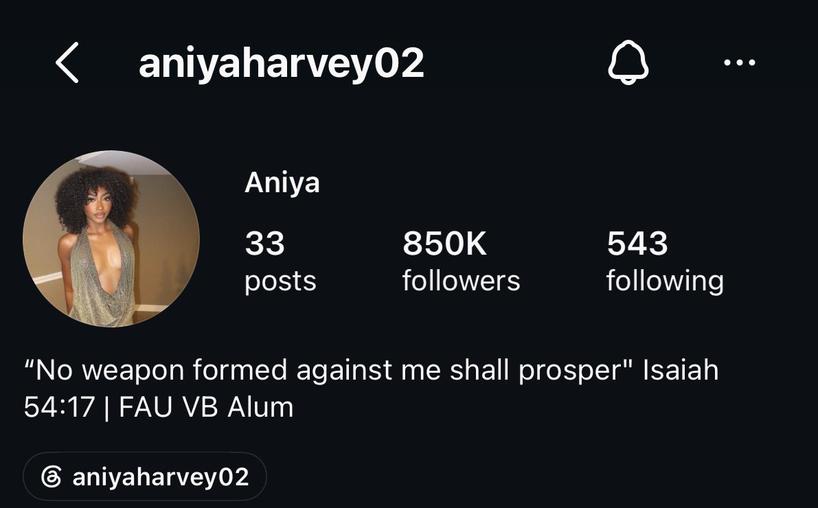 olandriaverse's tweet photo. Aniya Harvey has reached 850K followers on instagram. https://t.co/33OvG2tHRV