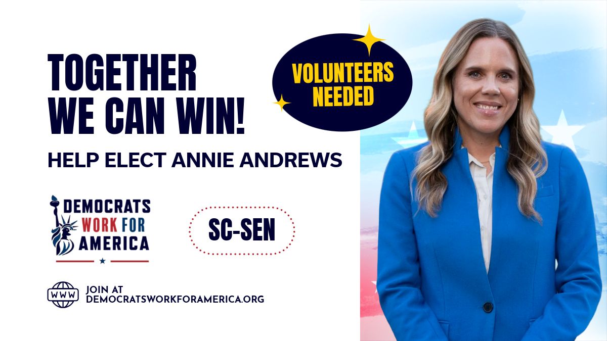 RachelAzzara's tweet photo. Help Elect Annie Andrews for #SCSEN!
Donate → https://t.co/e3YWsZo0oM
Volunteer → https://t.co/gIMFo9vc4x
#SouthCarolina #WinBlue #FlipItBlue https://t.co/ztn2td3Bcb