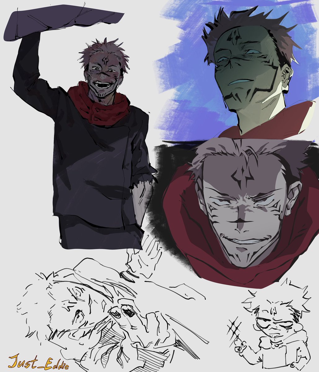 ju5t_eddie's tweet photo. Shibuya Sukuna studies from the anime. Big fan of mappa art style in s2&amp;3. 
#jjk https://t.co/VSd34vCFUP