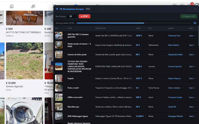 Globosoft_srl's tweet photo. Facebook Marketplace Scraper
Extract listings from Facebook Marketplace search results and export them to a clean, Excel-compatible CSV file. Capture titles, prices, locations, sellers, URLs and image links directly from your browser. https://t.co/XyUmt377Ch