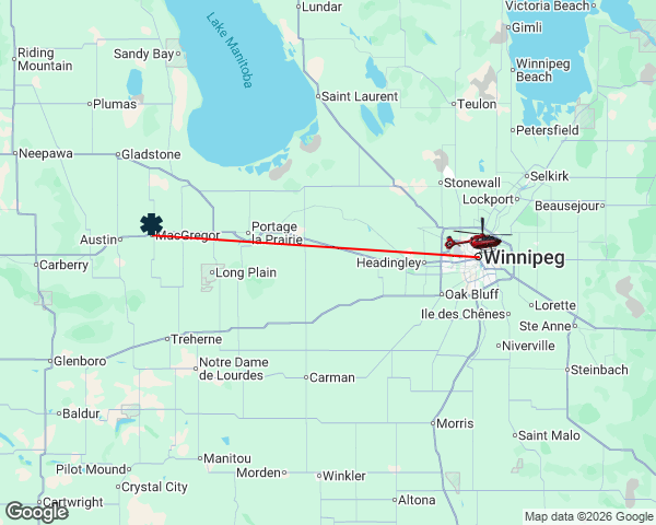 STARSambulance's tweet photo. 🚁 STAR-7 (Winnipeg) has responded to a scene call in the MacGregor, MB area around 9:57 AM CDT. https://t.co/rfBD6jT5tH