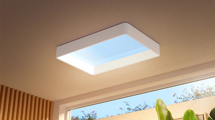 jessicanaziri's tweet photo. This is an artificial skylight built for rooms that never get natural daylight, like windowless offices, basements, or bathrooms.

It mimics the color and intensity and shifts to reflect actual daylight throughout the day, from cooler light in the morning to warmer tones at night.