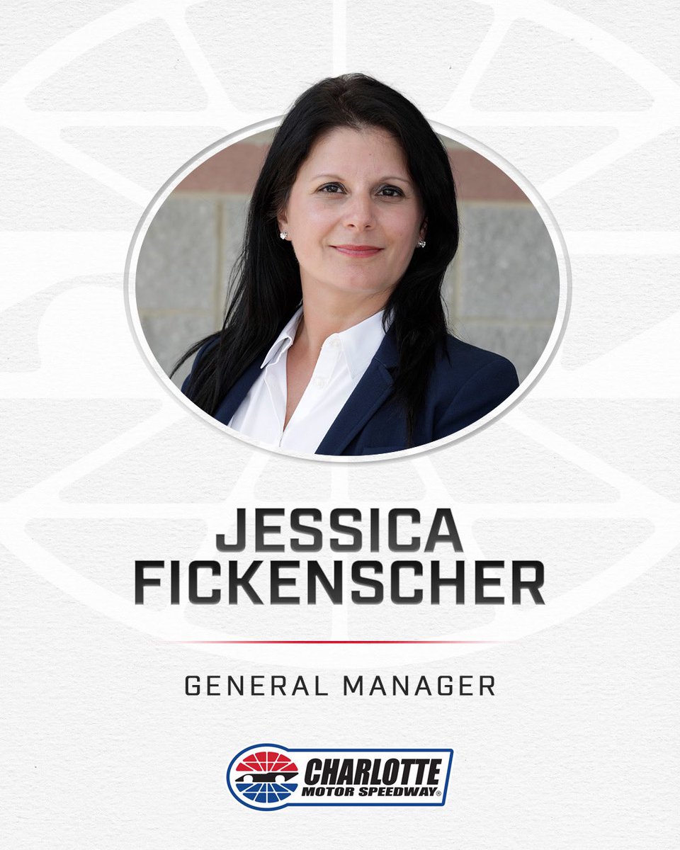 CLTMotorSpdwy's tweet photo. NEWS | Jessica Fickenscher named General Manager of Charlotte Motor Speedway as Greg Walter expands role of President.

READ MORE 📰: https://t.co/JYOJyQBNOD https://t.co/HOTQaBtQPI