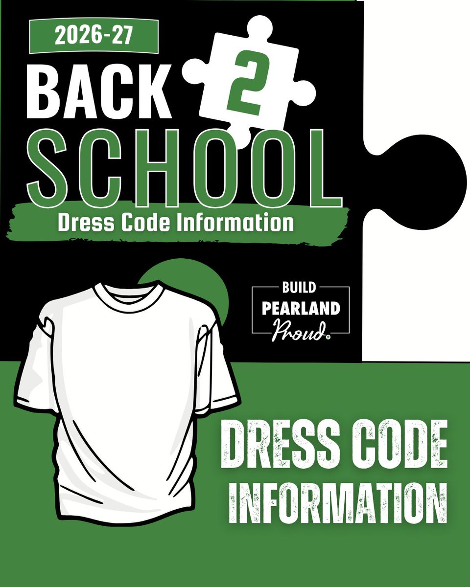 PearlandISD's tweet photo. 👕👚👖Be sure to check out Pearland ISD’s dress code before going shopping!
Check the guidelines here: https://t.co/1owlPfoQYn
#PearlandISDB2S #BuildPearlandProud #TheirFutureYourChoice https://t.co/6wQzxsxTUP