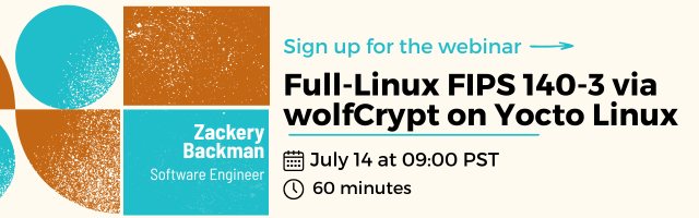wolfSSL's tweet photo. Can you achieve FIPS 140-3 compliance by validating OpenSSL alone?
Not if different applications and the Linux kernel use different cryptographic libraries.
Learn how to unify your embedded Linux crypto stack with wolfCrypt FIPS in our live webinar.

📆 Save the date: July 14 | 9 AM PT
🎥 Register now: https://t.co/DPDSmAH02y
#FIPS1403 #Linux #Yocto #OpenSSL #OpenSource