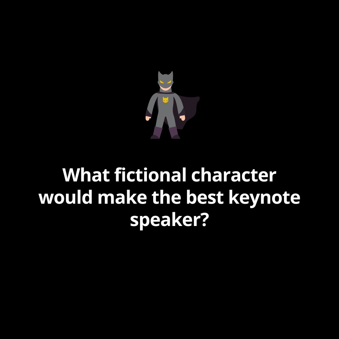 bigkid's tweet photo. Batman? Yoda? Hermione? Tony Stark? 👀
If you could book any fictional character as a keynote speaker, who would it be, and what would they speak about? 🎤👇
#engagingretreat #johnchen #virtualmeeting #zoom #zoommeeting #virtualevent https://t.co/to1GmSvTZE