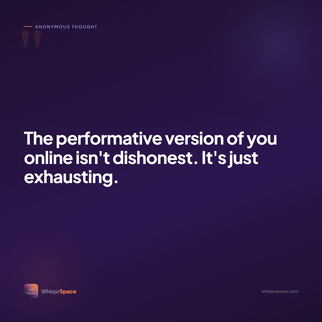 whisprspace's tweet photo. The performative version of you online isn't dishonest.
It's just exhausting.
WhisprSpace is where the real version shows up. No performance required.
https://t.co/t9XXohuO1T #WhisprSpace #AuthenticSelf https://t.co/oOGTQv0z5F