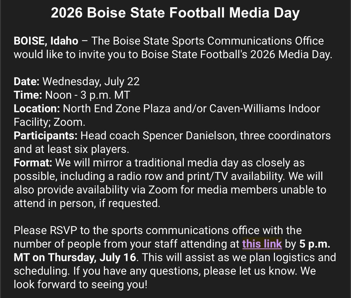 AustinParrTV's tweet photo. No PAC-12 Media Days? No problem, #BoiseState has it covered. 🤝🏼 https://t.co/sFSkpu7HCx