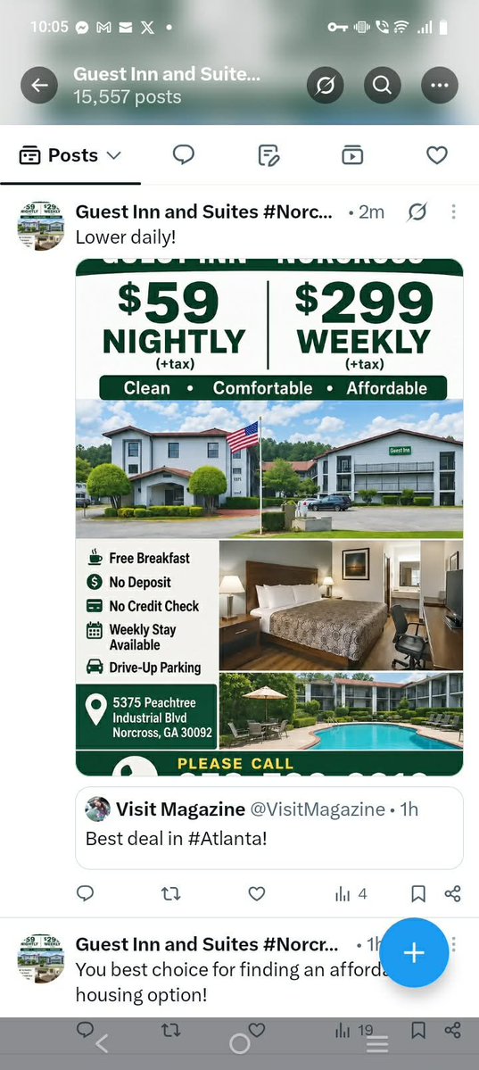 VisitHall's tweet photo. Affordable lodging weekly or nightly!
Formerly La Quinta Inn. No deposit or application fee. All utilities included as well as Satellite TV, Wifi and light breakfast! 678-736-6610 https://t.co/6GsUk7K7CV