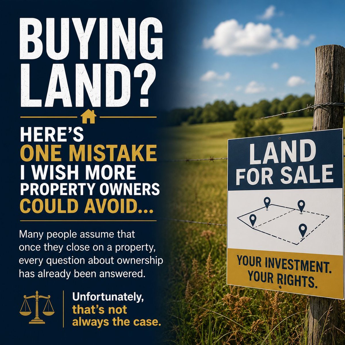 Bell4lastRound's tweet photo. The biggest mistake many landowners make?

Assuming the deed answers every question.

Sometimes land disputes don't surface until years later.

Know your rights.

📞 Houston: 713-489-1211

#LandDisputes #PropertyLaw #TexasLaw https://t.co/szWsGMPMhE