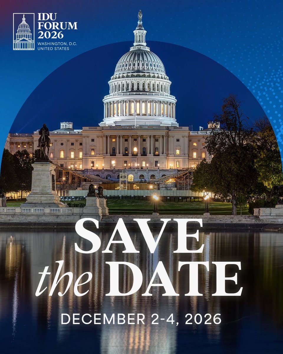 idualliance's tweet photo. We are pleased to announce that the IDU will be returning to the U.S. capital this December 2 - 4 for our marquee event of the year, the 2026, IDU Forum, Washington, D.C.! 🇺🇸🌐

Registration opens soon. 🔜 https://t.co/dP0XZXVIwz