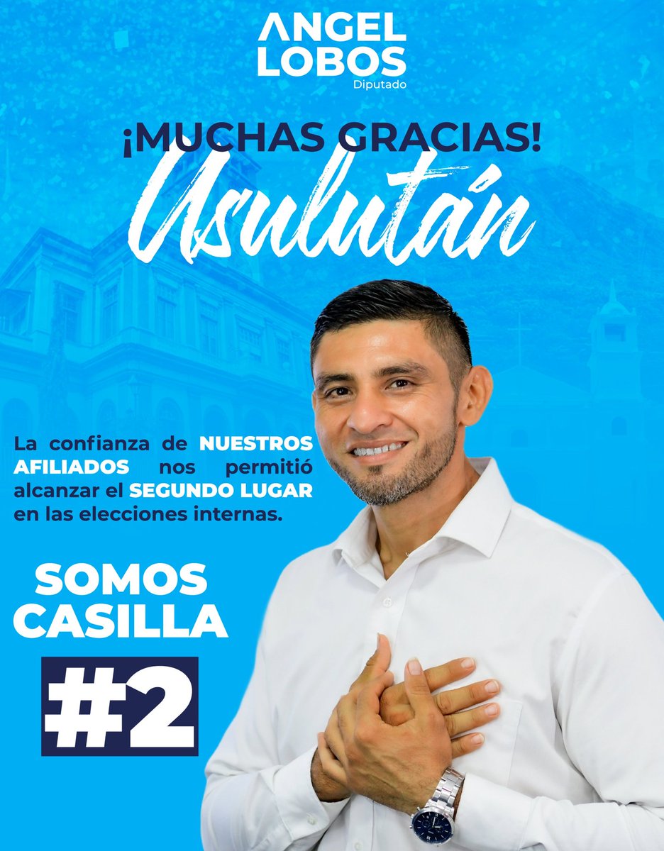 AngelLobos28's tweet photo. Gracias a cada afiliado por su confianza. Recibo este resultado con humildad y como una mayor responsabilidad de seguir sirviendo a nuestra gente. Este triunfo es para la gloria de Dios y de quienes creen en este proyecto. ¡Seguimos trabajando por Usulután! 🇸🇻🤝🏽 https://t.co/fTPx0skDxD