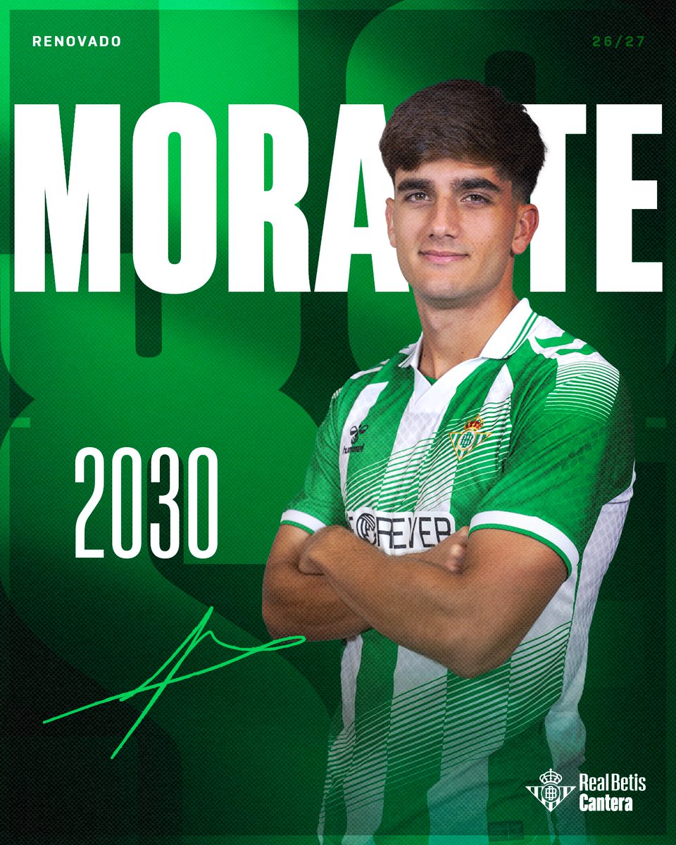 RBetisCantera's tweet photo. 📣 OFICIAL | El Real Betis renueva a José Antonio Morante hasta 2030 📝

¡A seguir cumpliendo sueños, Morante! 💚😃

➡️ https://t.co/aBTAfThFrf

#BetisDeportivo #CanteraBetis https://t.co/w6HdYpDuDy