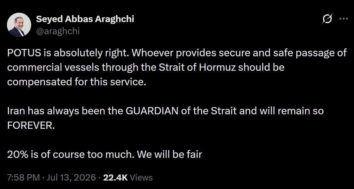 pkgeopolitics's tweet photo. Strait Of Hormuz -ல் பயணிக்க 20% பணம் 💸 கட்டணும் (USA 🇺🇲 -வுக்கு)

- Trump 

ட்ரம்ப் சரியாக தான் சொல்கிறார். யார் கப்பல் பயணத்திற்கு உரிய பாதுகாப்பு வழங்குகிறார்களோ அவர்களுக்கு கப்பல்கள் கட்டணம் செலுத்த வேண்டும்!

பாரசீக கடலில் ஈரான் தவிர வேறு யாராலும் உங்களின் (Ship Companies) கப்பல்களுக்கு பாதுகாப்பு தர முடியாது!

- ஈரான்.