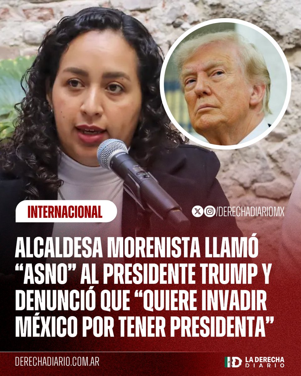 DerechaDiarioMX's tweet photo. 🚨🇲🇽 | ESTA NO HA DE TENER NI VISA: La alcaldesa morenista de Cadereyta, Astrid Ortega, insultó públicamente al Presidente Trump y denunció que Estados Unidos quiere "invadir México por tener a una mujer presidenta" durante un mitin de Morena en Querétaro. https://t.co/QYEBXcOhRS