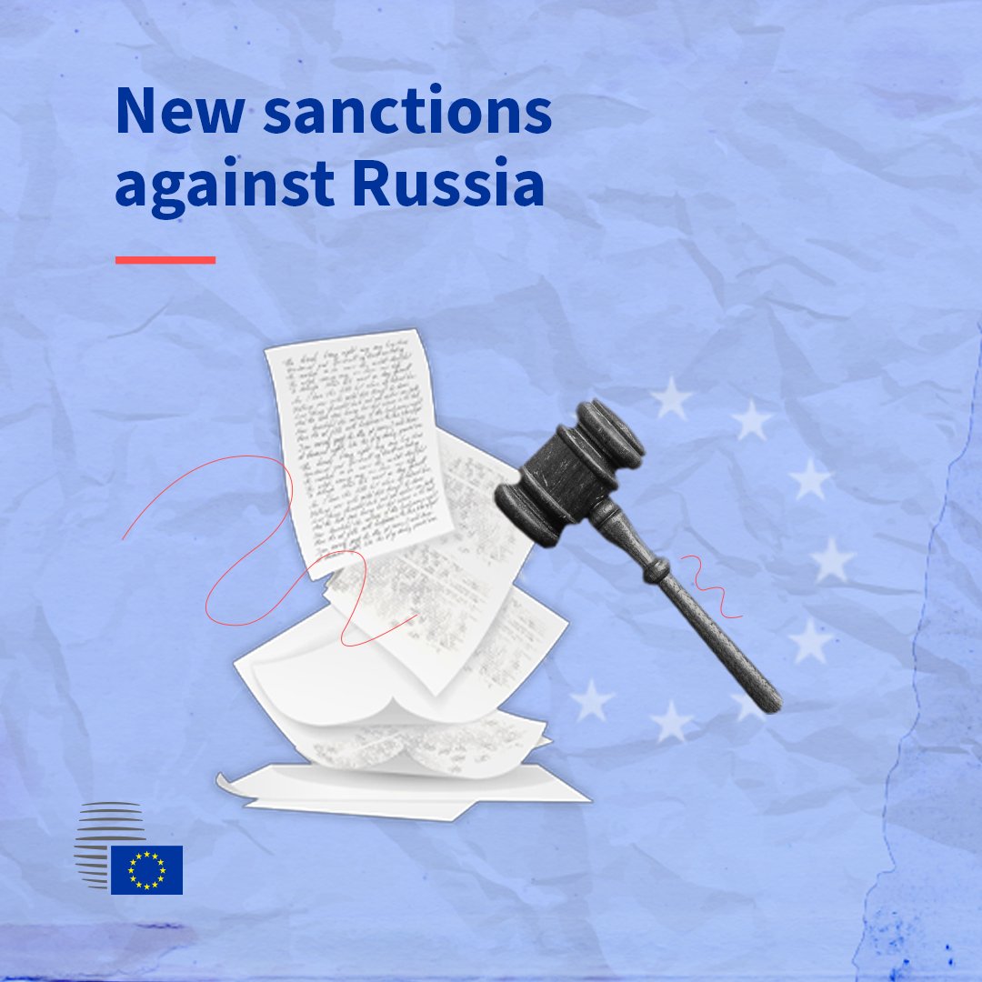 EUCouncil's tweet photo. The EU has adopted sanctions in response to:

➡️ Russia's cyberattacks and destabilising actions against the EU and its member states
➡️ Russia's human rights violations against Ukrainian prisoners
➡️ the restriction of freedom of expression in Russia

🔗 https://t.co/JZSwaYQRPq https://t.co/hWHeiNVj1S